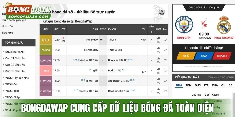 Bongdawap cung cấp dữ liệu bóng đá toàn diện