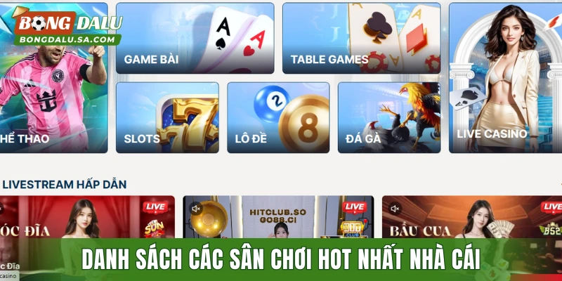 Danh sách các sân chơi hot nhất nhà cái