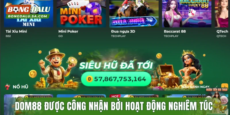 DOM88 được công nhận bởi hoạt động nghiêm túc