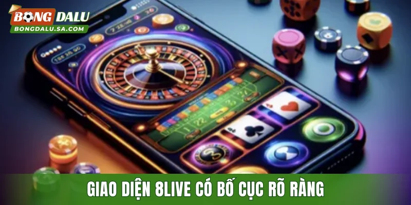 Giao diện 8LIVE có bố cục rõ ràng