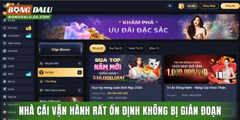 Nhà cái vận hành rất ổn định không bị gián đoạn